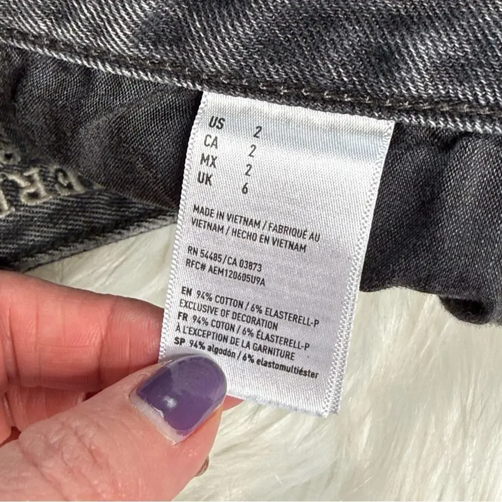 American Eagle Distressed Gray Denim Mini Skirt